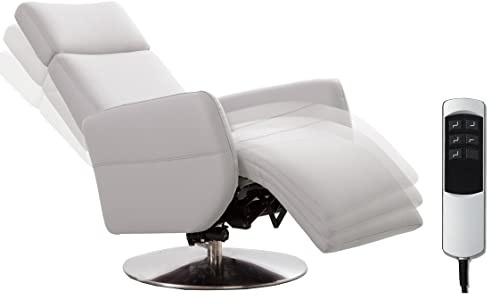 Cavadore TV-Sessel Cobra / Fernsehsessel mit 2 E-Motoren und Akku / Relaxfunktion, Liegefunktion / Ergonomie M / 71 x 110 x 82 / Echtleder Weiß