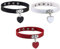 Jurxy Breit Lederhalsband Halskette 3PCS Herz Form Damen Leder Choker Metall Ring Halsband Gotik Punk Rock Lederband Einstellbar Kragen mit Herzanhänger - Schwarz Weiß Rot