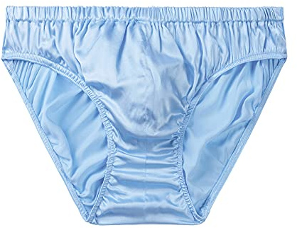 SilRiver Silke Satin Briefs Bikini Underkläder Utbuktande Förbättrande Trosor, Himmelsblått, S