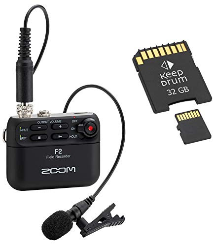 Zoom F2 Field-Recorder mit Lavaliermikrofon + Speicherkarte 32GB