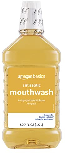 Amazon Basics Antiseptic Mouthwash, Original Flavor, Fights Plaque and Gingivitis, 1.5 Liter, 50.7 ounce (Pack of 1) (Previously Solimo) Temp