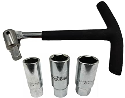 HMH-Shop Zündkerzenschlüssel Satz Werkzeug für Zündkerzen Nüsse 16mm Steckschlüssel Set 16mm / 18mm / 21mm 180° Knick-Gelenk Langnüsse Zündkerzennuss