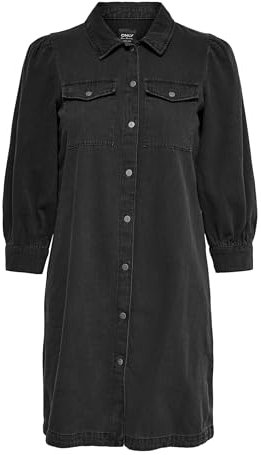 ONLY Damen ONLFELICA DNM Dress NOOS Kleid, Washed Black, M