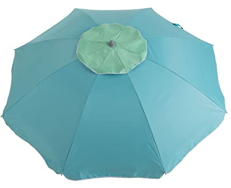 AREMAR Sombrilla de Playa Resistente al Viento Airvent, Protección UV, Varillas de Fibra de Vidrio e Incluye Funda para Transporte (200 cm. Turquesa)