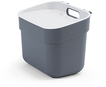 Curver Ready to Collect 100% Recycled 5L Kitchen Accessories Recycling Lift Top Bin Dark Grey with Light Grey Lid
