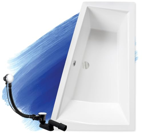 BADLAND Eckbadewanne Badewanne für zwei Personen Intima Größe: 170-180 x 125 cm Links Rechts mit Ablaufgarnitur und Füßen mit/ohne Kopfstützen ohne Verkleidung (170x125 RECHTS mit Kopfstützen)