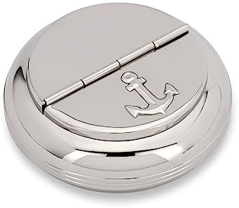 NKlaus 10cm Cenicero de mesa abatible latón macizo plata Ancla Cenicero marítimo 14625