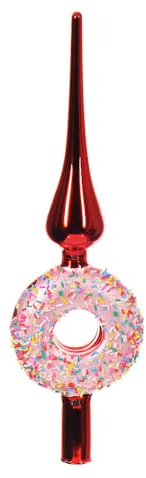 zeitzone Christbaumspitze Donut Streusel Echt Glas Rot Weihnachtsbaumspitze 30cm