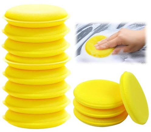 YHQZ 12 Pcs Polish Soft Foam Applicator Pads,Car Polishing Pads,Soft Round Car Wash Cleaning Sponge,Practical Car Polishing Sponge Wax Applicator Sponge for Clean Car Vehicle Auto Glass (Yellow)