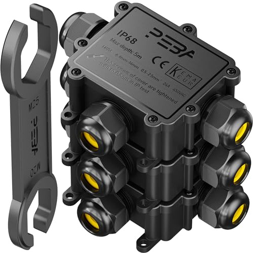 PEBA Boîte dérivation étanche extérieur IP68, Connecteur étanche etanche à 3 Voies pour câble de 4-14 mm de diamètre, pour jardin et câble souterrain, 3 pièces