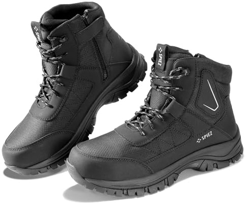 SPIEZ S3 Chaussures de Sécurité Hommes – Bottes avec Embout Acier, Imperméables, Kevlar Anti-Perforation, SRC Antidérapantes & Antistatiques Chaussures de Travail Chantier & Industrie, Noir EU 40-46