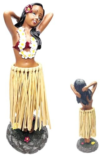 Tceapoo Wackelfigur Auto, Hawaiianische Tänzerin Auto Mini Hawaiian Dashboard Doll Wackelkopf Figur Auto Hawaii Hula Girl Posing Autodeko, Hawaiianische Tänzerin Dekoration für Auto,Schreibtisch,Büro