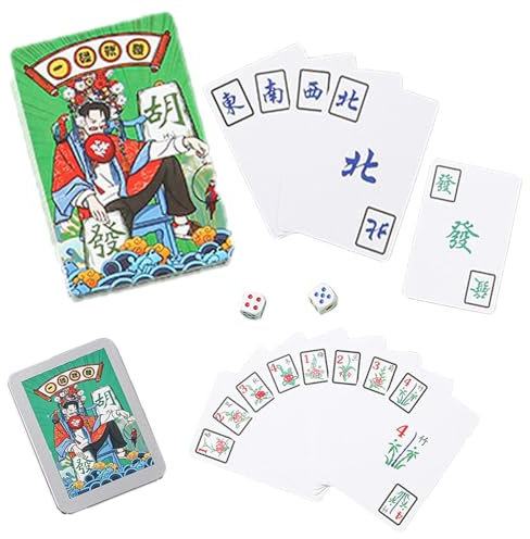 Mahjong Karten klassisches Spiel, chinesische Mah Jong Pokerkarte klassisch – 144 Kartendeck, Mahjong-Karte, Partyspiel für Familientreffen, Camping
