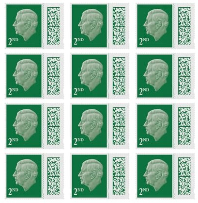 12 x 2nd Class Postage Stamps UK for Domestic Standard Mail Posting QR Barcoded Self Adhesive Second Class Letter Stamps Postage Stamp 2nd Class (Pack of 12)