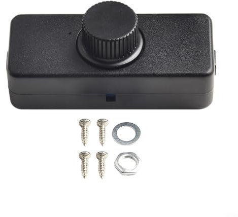 Interruttore dimmer a LED in linea, regolatore rotativo per luci LED dimmerabili, per protezione degli occhi, 220-240 V (nero)