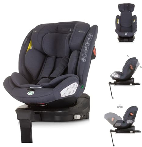 Chipolino Barnstol, Tourino i-storlek (40–150 cm) Isofix, höjdjusterbar, roterbar, färger: mörkgrå