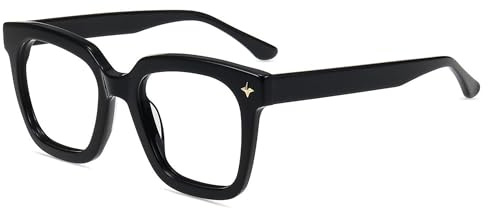 Firmoo Occhiali con Filtro Luce Blu per Computer, Montatura Quadrata, Antiriflesso Luce Blu UV per Schermi, Nero, Unisex - Adulto