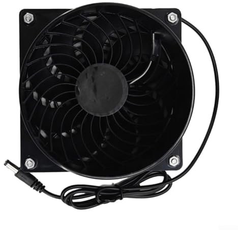 12V Duct Flange Exhaust Fan for Kitchen Bathroom Greenhouse Dog House 3000RPM Solar Compatible 120x120x100mm Black