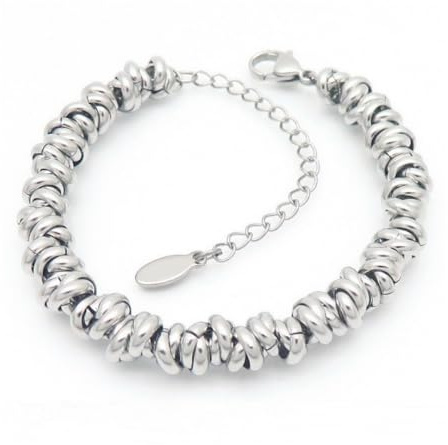 CUEMOON Damarmband flätat stålknutar, damarmband med flätade ringar i stål, presentidé för speciella vänner, systrar, mamma, mormor, lyckopresenter