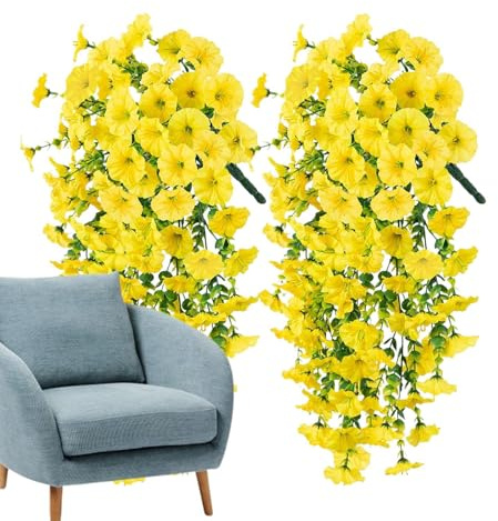 Konstgjorda Petunior 2 Stycken Faux Blommor Trädsdekoration | Ser ut riktiga petunior för Uteplatsen Verandan TrädBakInomhus och Balkong Utomhuset Bröllopsfest