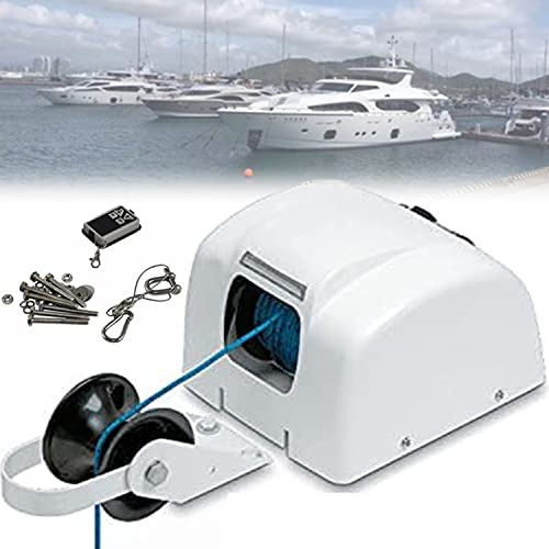 FLNOZAMZ Treuil d'ancre de Bateau électrique avec télécommande sans Fil, kit de guindeau Marin d'eau salée 12V pour Ancres jusqu'à 25 LB, idéal pour Tous Les Bateaux