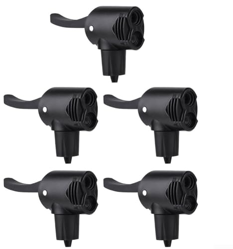Confezione da 5 pezzi di ricambio per ugello pompa per bicicletta, connettore per valvola dell'aria, testa di gonfiaggio auto cambiante, in ABS nero, 60 x 40 mm