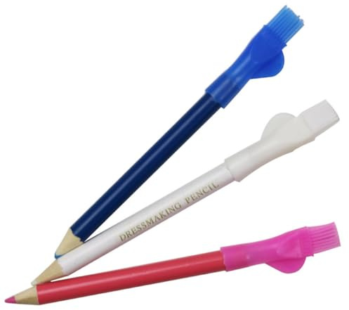 Artibetter Tizas para Coser Ropa 3 Colores Cepillo, Marcador de Tela Manual, Herramienta de Sastrería Profesional, Lápiz de Dibujo Borrable para Costura y Manualidades