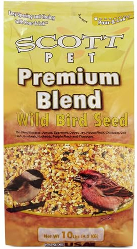 Scott Pet Wild Bird Seed, Premium Blend, 10 lbs Bag, Bird Feed, Great for All Feeder Types, Food for Outside Wild Birds