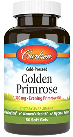 Carlson - Golden Primrose, 1300 mg Evening Primrose Oil, Cold-Pressed, Healthy Skin, Women's Health & Optimal Wellness, 50 Softgels