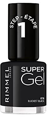 Rimmel London Smalto Unghie Super Gel - Nail Polish Effetto Gel a Lunga Durata - 070 Black Obsession - 12 ml