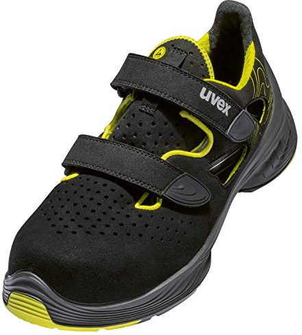 Uvex 68420 säkerhetssandal – S1 SRC – gul-svart – bredd 14 – extra bred, Gul svart, 40 EU