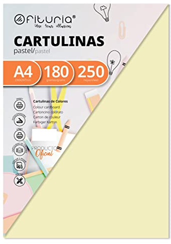 Pack 250 Cartulinas Color Crema Tamaño A4 180g