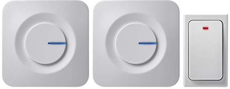 EMOS P5731 batterielose Türklingel, Funkklingel Set mit 2 Empfängern, 36 Melodien, 180m Reichweite, 4 Lautstärken bis 90 dB, Klingeltaster ohne Batterien, 230 V