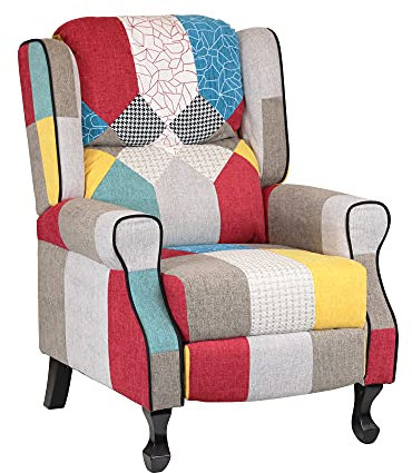 Totò Piccinni Poltrona Relax Reclinabile con Poggiapiedi Imbottita (Patchwork Party, Soft Comfort)