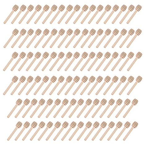 YUNYODA 100 cucchiai di Miele,Mini cucchiai di Legno,Miele, marmellata, Piccoli Bastoncini di Miele da 8 cm, per Matrimoni, Compleanni,Baby Shower,Natale,Feste,Raccolti,Bastoncini di miscelazione