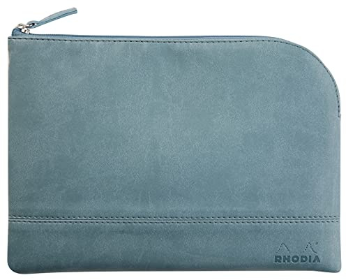 Rhodia 116635C - Rhodiarama pochette zippé en simili cuir italien - taille M (16x22 cm) EAU
