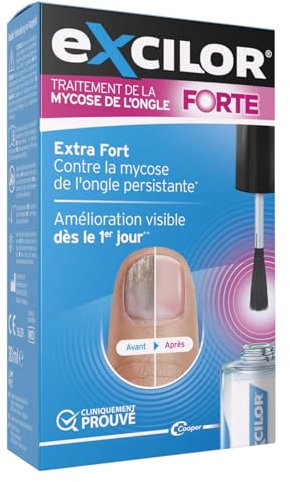 EXCILOR - Forte - Traitement de la Mycose De l’Ongle - Contre la Mycose de l'ongle Persistante- Application Facile Au Pinceau - Sans Limer - Cliniquement Prouvé - 30 ml