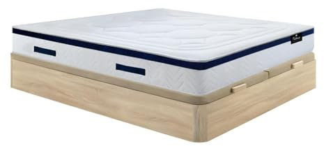 Vente-unique Bettwäsche 180 x 200 cm ‚Äì Boxspringbett Natur hell + Matratze Taschenfederkern ‚Äì Marquis de Dream Play