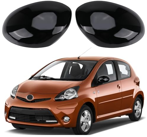 Opaltool 1 Paar Rückspiegelabdeckung Kappe für Toyota Aygo Citroen C1 Peugeot 107 2005-2014, Spiegelkappen Abdeckungen Seitenspiegel Tür Rückspiegel Abdeckkappe, Links und Rechts (Schwarz)