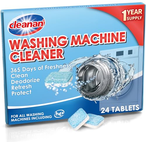 Washing Machine Cleaner Deep Clean Tablets - 24 Pack for Year-Round Deep Clean, Suitable for HE, Top Load & Front Load Washer Cleaner, Removes Odor, Grime & Build-Up, Septic Safe, Eco-Friendly