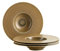 MÄSER Grumpy 935274 - Piatti gourmet di alta qualità con bordo largo, realizzati in Portogallo, set di stoviglie da 4 pezzi; piatti per pasta con glassa reattiva in elegante oro e marrone, porcellana