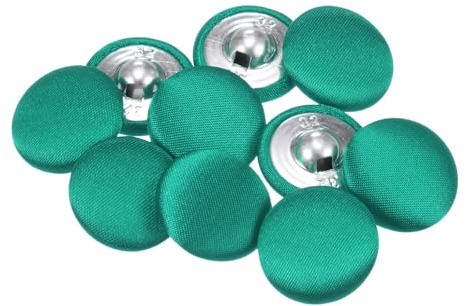 Kvartsman 10 stycken gröna knappar med tygbeläggning 20 mm satintyg täckta syknappar runda pysselknappar metallskaft öljettknappar vintage för kappa kläder jacka blazer kostymer gör-det-själv