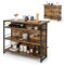 Giantex Isla de Cocina 4 Niveles, 120 x 60 x 101 cm, Mesa de Bar con Estantes de Almacenamiento, Mesa Alta con Portabotellas y Portavasos, Mueble Auxiliar para Cocina, Comedor, Bar (Marrón Rústico)