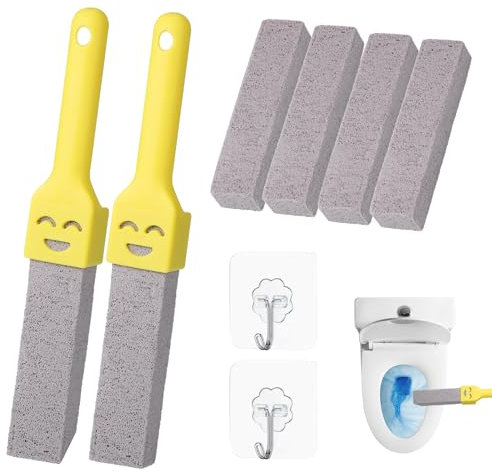 Xmart 6 pezzi Cleaning Block WC pietra pomice detergente per WC con 2 manici, 2 ganci Pumice Stone Toilet Cleaner WC. Pietra di pulizia per bagno, toilette, cucina, piscine, macchie profonde