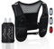 Running Vest with 2 Water Bottles & 3 LED Lights – Lightweight Reflective Hydration Vest with 6 Pockets – Adjustable Running Backpack for Men & Women, Ideal for Marathon & Night Trainings