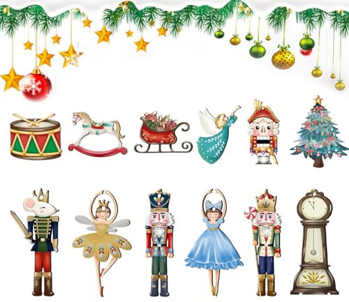 Julgranshängande nötknäppare – nötknäppare julgransprydnad, 12 x hängande nötknäppare julgransprydnad, nötknäppare julgransprydnad, eventuellt hänge, dekorativa vintersmycken
