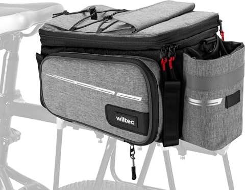 Wiltec Gepäckträgertasche grau, Fahrradtasche Gepäckträger bis 20 l Stauraum, wasserresistente Fahrrad Tasche, Gepäcktasche leichte Handhabung