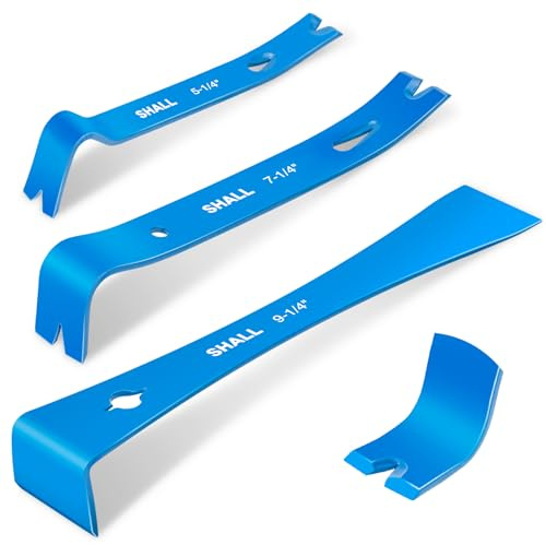 SHALL 3-Piece Mini Flat Pry Bar Set, 5-1/4, 7-1/4 Small Pocket Pry Bars CrowBar, 9-1/4 Trim Pry Bar with Nail Puller and Scraper, Ideal for Home Remolding & Woodworking, Beekeeping