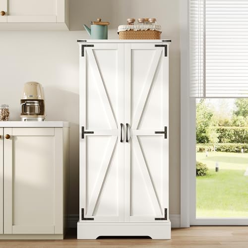 TIZZ Armadio da cucina da 128,5 cm - Armadio a LED con 2 ante a battente e ripiani regolabili per piccoli spazi in sala da pranzo o soggiorno