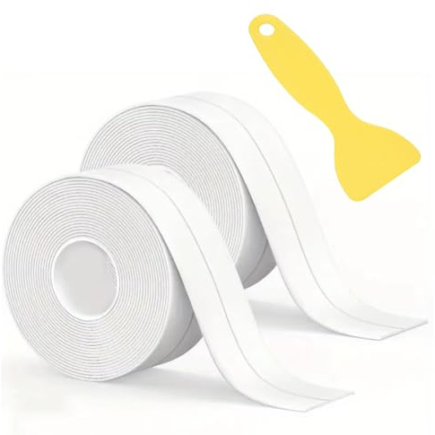 2 Rotoli Sigillante Autoadesivo Nastro,Nastro Sigillante Impermeabile, Striscia di Tenuta per Bordo Vasca da Bagno Toilette Cucina, 2,2 cm x 3,2 m